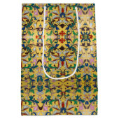 Retro  geel bloemig botanisch patroon medium cadeauzakje (Achterkant)