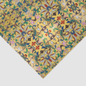 Retro  geel bloemig botanisch patroon tissuepapier (Detail)