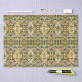 Retro  geel bloemig botanisch patroon tissuepapier (Craft)