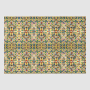 Retro  geel bloemig botanisch patroon tissuepapier