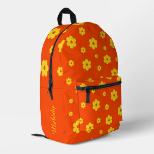 Retro geel Daisy  Bloemenpatroon Bedrukte Rugzak
