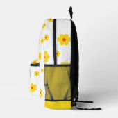Retro geel Daisy  Bloemenpatroon Bedrukte Rugzak (Rechts)