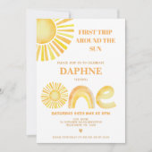 Retro geel eerste reis rond de verjaardag van de z kaart (Voorkant)