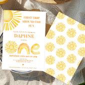 Retro geel eerste reis rond de verjaardag van de z kaart