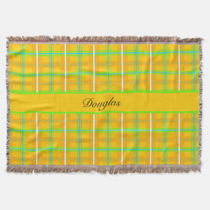 Retro Geel en Blauw Douglas Tartan, op maat Deken