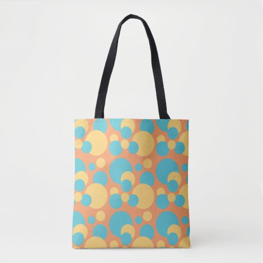 Retro geel en blauw tote bag (Voorkant)