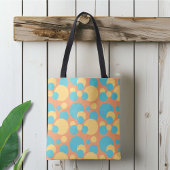 Retro geel en blauw tote bag