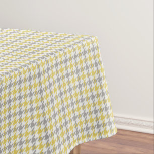 Retro geel en grijs houndstooth geruit patroon tafelkleed