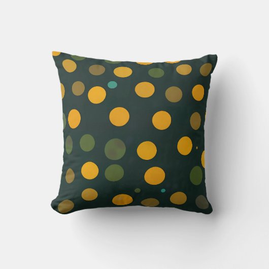 Retro Geel en Groen Polka Dot Patroon Kussen (Voorkant)