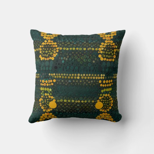 Retro Geel en Groen Zigzag Dot Patter Kussen (Achterkant)