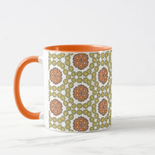 Retro Geel en Oranje Bloemmotief Mok