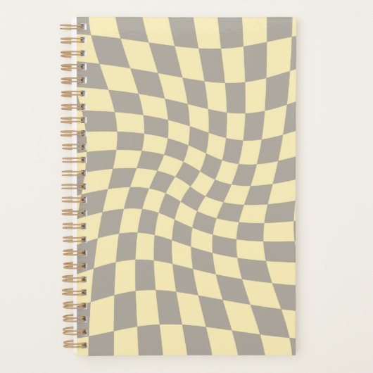 Retro Geel Geel Pastel gekarkeerd Planner (Voorkant)