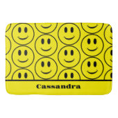 Retro Geel Gelukkig Gezicht Glimlachend patroon Badmat (Voorkant)