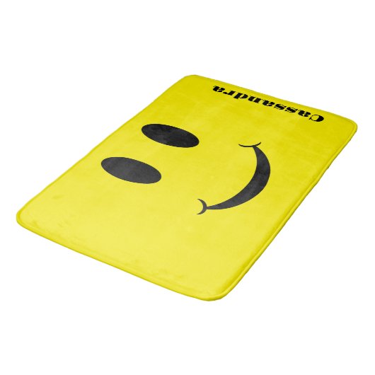 Retro Geel Gelukkig Gezicht Glimlachend patroon Badmat (Gekanteld)