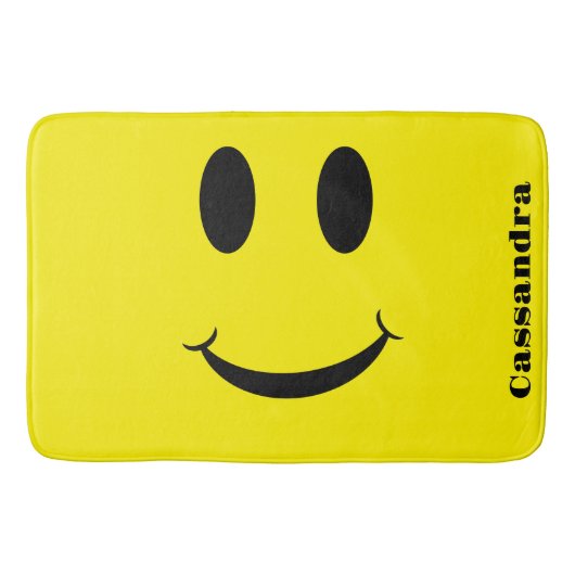 Retro Geel Gelukkig Gezicht Glimlachend patroon Badmat (Voorkant)