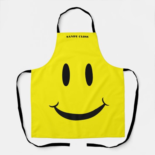 Retro Geel Gelukkig Gezicht Glimlachend patroon Schort (Voorkant)