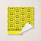 Retro Geel Gelukkig Glimlachend Gezicht Bad Handdoek (Wasdoekje)