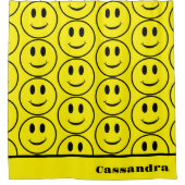 Retro Geel Gelukkig Glimlachend Gezicht Douchegordijn (Voorkant)