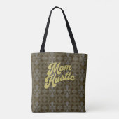 Retro Geel Groen bloemenpatroon Moeder Hustle Tote Bag (Achterkant)
