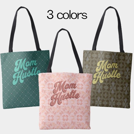 Retro Geel Groen bloemenpatroon Moeder Hustle Tote Bag