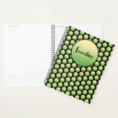 Retro Geel Groen Polka Dots Naam Zwart Planner (Display)