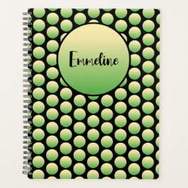 Retro Geel Groen Polka Dots Naam Zwart Planner