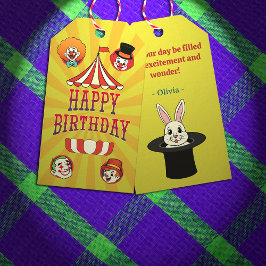 Retro Geel Groot Top Circus Cartoon Gift Label Cadeaulabel