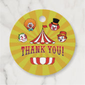 Retro Geel Grote Top Circus Schattige Cartoon Dank Bedankjes Labels (Voorkant)