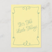 Retro Geel Handgeschreven Whimsical Bruiloft Detai Informatiekaartje (Achterkant)