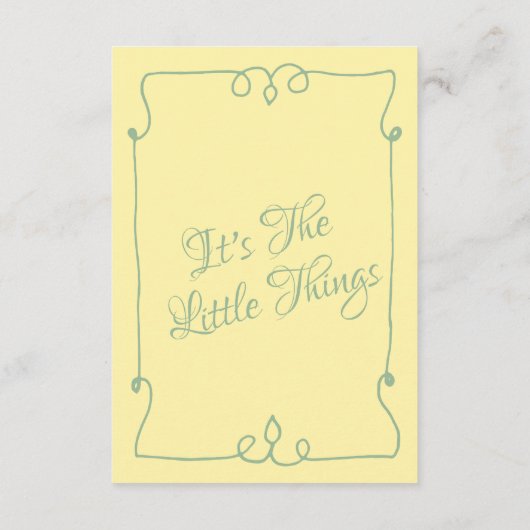 Retro Geel Handgeschreven Whimsical Bruiloft Detai Informatiekaartje (Achterkant)