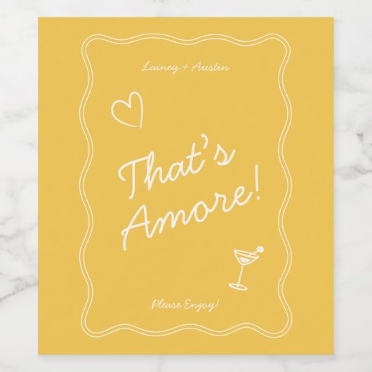 Retro Geel Handschrift Dat is nog een bruiloft Wijn Etiket (Enkel label)