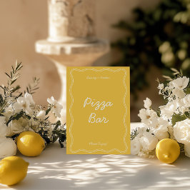 Retro Geel Handschrift Pizza Bar Tafelblad Teken Kaart