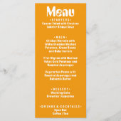 Retro Geel Helder Groovy Moderne Unieke Bruiloft Menu (Voorkant)