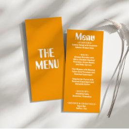 Retro Geel Helder Groovy Moderne Unieke Bruiloft Menu