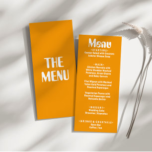 Retro Geel Helder Groovy Moderne Unieke Bruiloft Menu