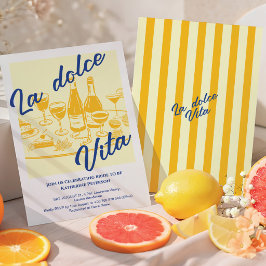 Retro geel “La dolce vita” Bruidsdouche Kaart