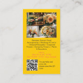 Retro geel minimalistische bloemist foto's qr code visitekaartje (Achterkant)