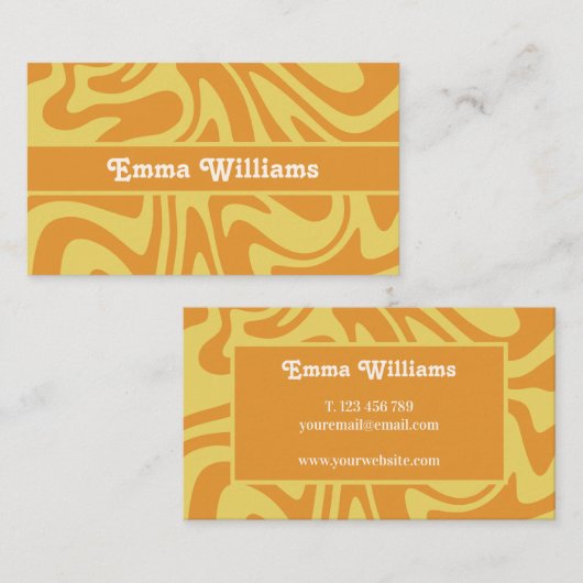Retro Geel Oranje Modern Visitekaartje (Voorkant / Achterkant)