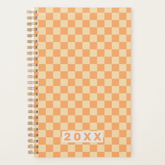 Retro Geel Oranje Schaakbord 2026 Planner (Voorkant)