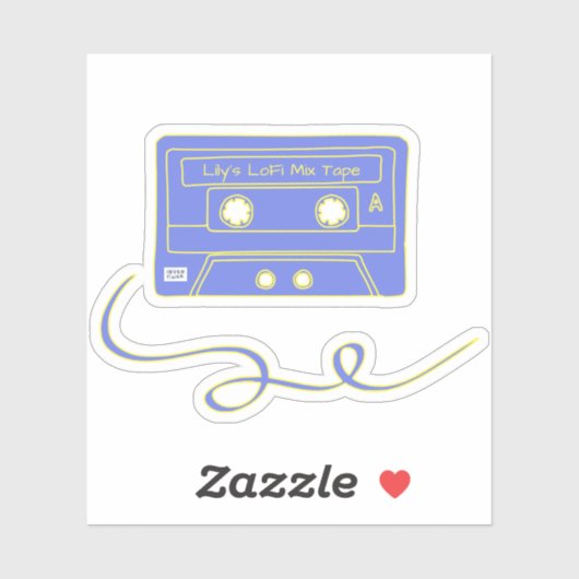 Retro Geel Paarse Cassettebandje SVG Sticker (Vel)