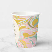 Retro Geel Pastel Abstract Custom Vrijgezellenfees Papieren Bekers (Links)
