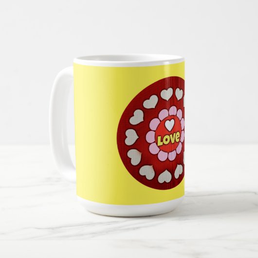 Retro Geel Rood Hart Liefde Mok Cup (Voorkant links)