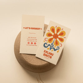 Retro Geel Sinaasappel Groovy Boho Chic Bloemen Tr Visitekaartje