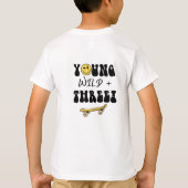 Retro Geel Skateboard Jong Wild Drie Verjaardag T-shirt (Achterkant)