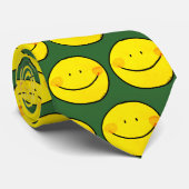 Retro Geel Smiley Face Patroon Stropdas (Opgerold)