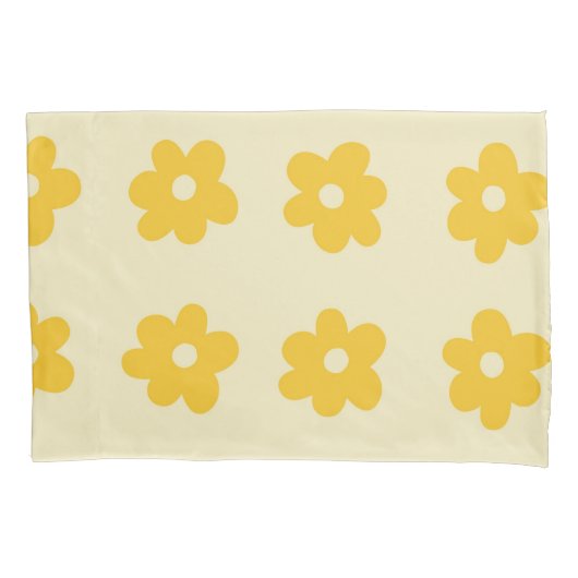 Retro Geel Tropisch Eenvoudig Bloempatroon Kussensloop (Voorkant)