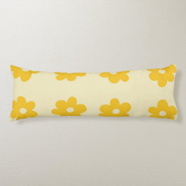 Retro Geel Tropisch Eenvoudig Bloempatroon Lichaamskussen