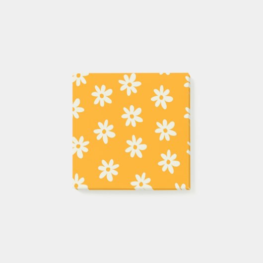 Retro Geel Wit Bloemen Eenvoudig Bloempatroon Post-it® Notes (Voorkant)