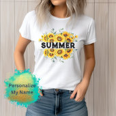 Retro geel Zonnebloem Naam T-shirt