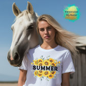 Retro geel Zonnebloem Naam T-shirt